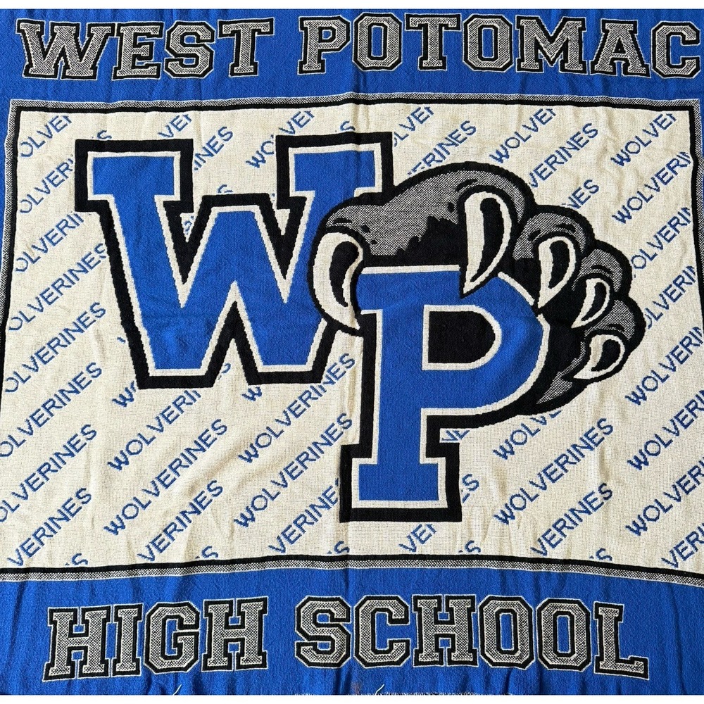 West Potomac High School Wolverines Fringed Tapestry Throw Blanket 46x63 - Picture 1 of 6